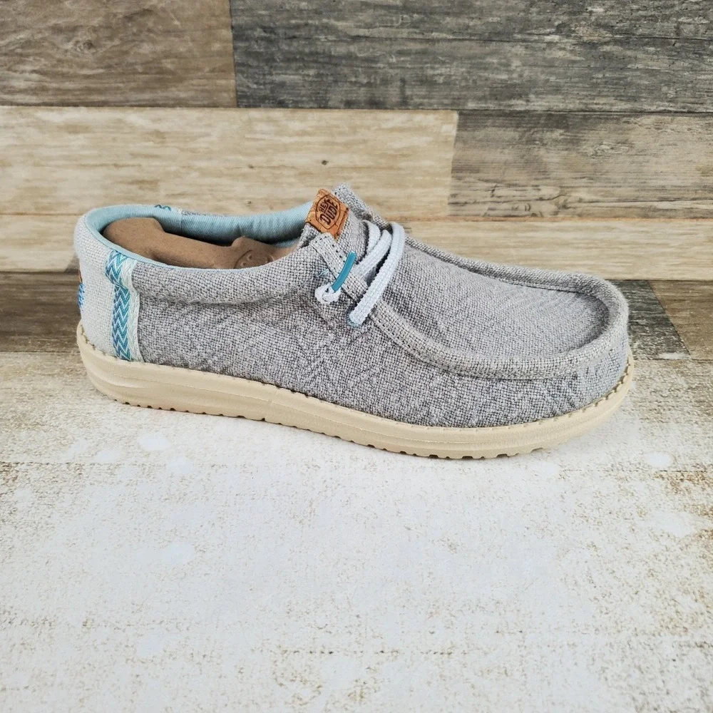 Hey Dude Wally Jute Cloud Mens Shoe Sz 9 Blue Dawn Blue Round Toe Slip On Casual